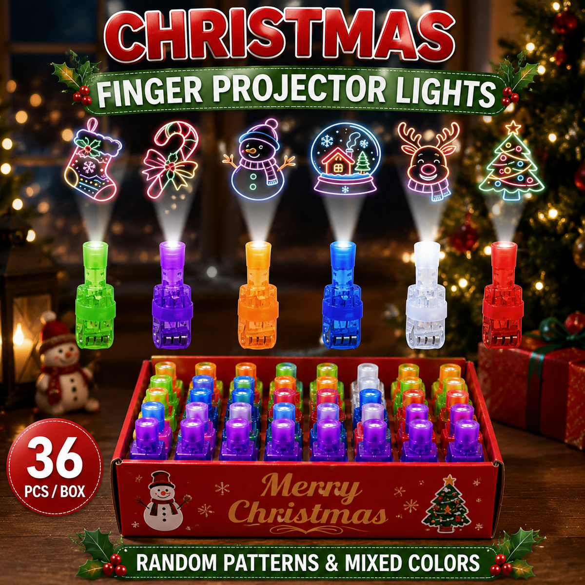 Christmas  Finger Projector Rings – LED Party Favors for Kids