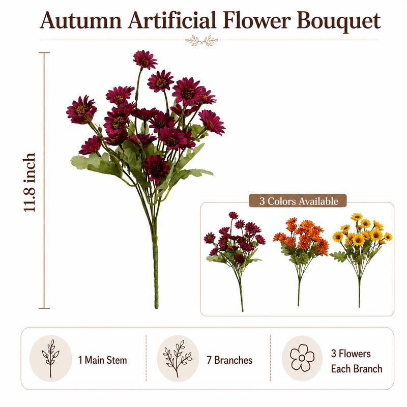 🍂 Bring Fall To Your Front Porch! 🌼 Realistic Artificial Mums — UV Resistant, No-Fade Autumn Flowers for Porch, Patio & Garden Decor
