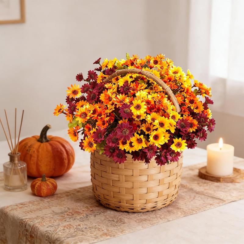 🍂 Bring Fall To Your Front Porch! 🌼 Realistic Artificial Mums — UV Resistant, No-Fade Autumn Flowers for Porch, Patio & Garden Decor