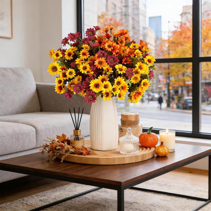 🍂 Bring Fall To Your Front Porch! 🌼 Realistic Artificial Mums — UV Resistant, No-Fade Autumn Flowers for Porch, Patio & Garden Decor