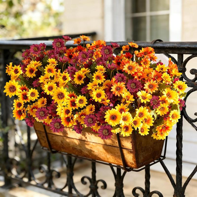 🍂 Bring Fall To Your Front Porch! 🌼 Realistic Artificial Mums — UV Resistant, No-Fade Autumn Flowers for Porch, Patio & Garden Decor