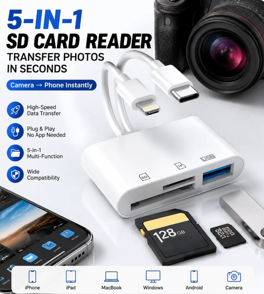 💥Limited-time 50% discount🔌 3-in-1 SD Card Reader for Phone & USB-C – Fast Photo & Video Transfer Adapter