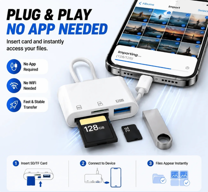 💥Limited-time 50% discount🔌 3-in-1 SD Card Reader for Phone & USB-C – Fast Photo & Video Transfer Adapter